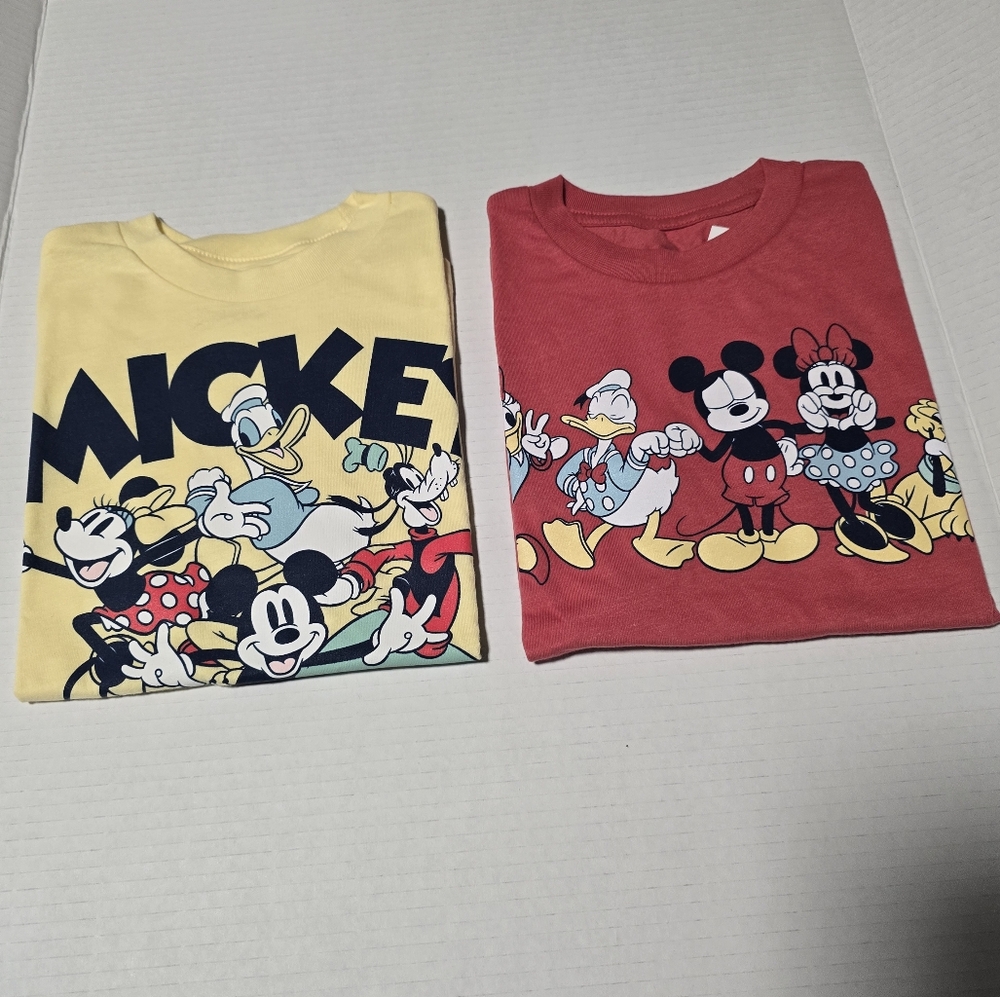 NWT Disney Mickey And Friends Kids 2-Pack T-Shirts - Yellow and Red Size S (6/7)